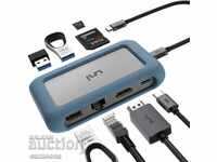 uNI USB-C 8-σε-1 διανομέας 4K HDMI, 2xUSB 3, USB 2.1000 Mbps, PD